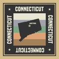 Abstract square stamp or sign with name of US state Connecticut