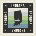 Abstract square stamp or sign with name of US state Indiana