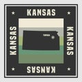 Abstract square stamp or sign with name of US state Kansas