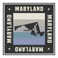 Abstract square stamp or sign with name of US state Maryland
