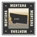 Abstract square stamp or sign with name of US state Montana