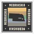 Abstract square stamp or sign with name of US state Nebraska Royalty Free Stock Photo