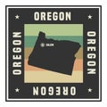 Abstract square stamp or sign with name of US state Oregon