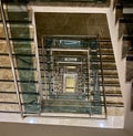 Abstract squares stairwell with glass edges.