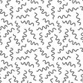 Abstract squiggle pattern background. Fun vector seamless repeat of hand drawn wavy lines in black and white.