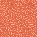 Abstract squiggle pattern background in orange and white. Fun modern design element of wavy lines in a tossed design.