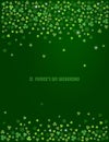 Abstract St. Patrick`s Day Background With Sparkling Clover Shamrock Leaves. Vector