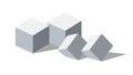 Abstract Stack of White Isometric Cubes, 3D Geometric Blocks, vector design Generative AI Royalty Free Stock Photo
