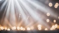 Abstract stage lights shining through the dark with warm glowing bokeh effects. Use this image for music festivals Royalty Free Stock Photo