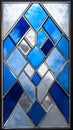 Abstract Stained Glass Window with Blue and White Geometric Patterns Royalty Free Stock Photo