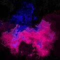 Abstract stained pattern square background dark purple blue hot pink black color - modern painting art - watercolor Royalty Free Stock Photo