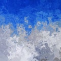 Stained pattern texture square background grey clouds blue sky color - modern painting art - watercolor splotch effect Royalty Free Stock Photo