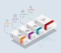Abstract stairs timeline infographics 4 steps with world map for business and presentation