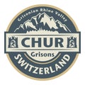 Abstract stamp or emblem with the name of Chur, Switzerland