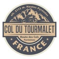 Abstract stamp or emblem with the name of Col du Tourmalet, France Royalty Free Stock Photo