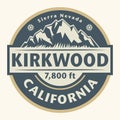 Abstract stamp or emblem with the name of Kirkwood, California Royalty Free Stock Photo