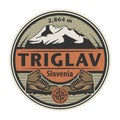 Abstract stamp or emblem with the name of mountain peak Triglav, Slovenia