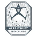 Abstract stamp name of town Alpe Dhuez in France Royalty Free Stock Photo