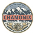 Abstract stamp or emblem with the name of town Chamonix, France