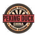 Abstract stamp or label with the text Asian Cuisine, Peking Duck