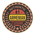 Abstract stamp or label with the text Authentic Armenian Cuisin Royalty Free Stock Photo