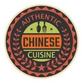 Abstract stamp or label with the text Authentic Chinese Cuisin