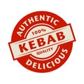 Abstract stamp or label with the text Authentic, Delicious Kebab