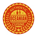 Abstract stamp or label with the text Authentic Oceanian Cuisine