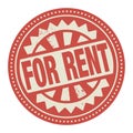 Abstract stamp or label with the text For Rent written inside