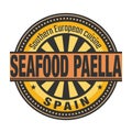 Abstract stamp or label with the text Southern European cuisine, Seafood Paella Royalty Free Stock Photo