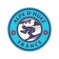 Abstract stamp with the name of Alpe Dhuez, France