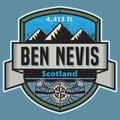 Abstract stamp with the name of Ben Nevis, Scotland Royalty Free Stock Photo