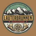 Abstract stamp with the name of Lauterbrunnen, Switzerland