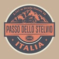 Abstract stamp with the name of Stelvio Pass, Italy Royalty Free Stock Photo