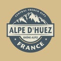 Abstract stamp with the name of town Alpe Dhuez in France Royalty Free Stock Photo