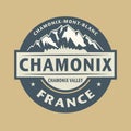 Abstract stamp with the name of town Chamonix in France