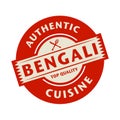 Abstract stamp with the text Authentic Bengali Cuisine Royalty Free Stock Photo