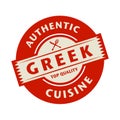 Abstract stamp with the text Authentic Greek Cuisine