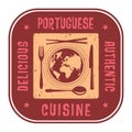 Abstract stamp with the text Delicious, Authentic Portuguese Cuisine