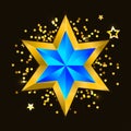 Abstract star background. Overlying star shapes in blue New year Christmas