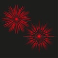 Abstract star burst. Red light rays. Firework sparkle Vector. Dark background event. Royalty Free Stock Photo