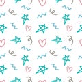 Abstract star doodle seamless pattern background for design, wrapping, template and post Royalty Free Stock Photo