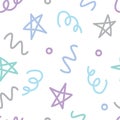 Abstract star doodle seamless pattern background for design, wrapping, template, post. Royalty Free Stock Photo