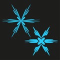 Abstract star elements. Dynamic burst shapes. Cyan blue Vector set. Dark background graphic. Royalty Free Stock Photo