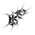 Abstract star shape. Dynamic sharp element. Fractal burst Vector. Black white design. Royalty Free Stock Photo