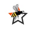 Abstract star shape with flying bee inside Royalty Free Stock Photo