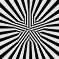 Abstract star shape with stripes and beams like sunrays. optical illusion design