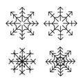 Abstract star snowflake pattern set isolated flat design vector illustration Royalty Free Stock Photo