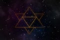 Abstract star tetrahedron merkaba in the universe