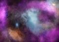 Abstract star universe cloudy background. The night with nebula in the infinity space. Starry night with shiny stars illustration Royalty Free Stock Photo